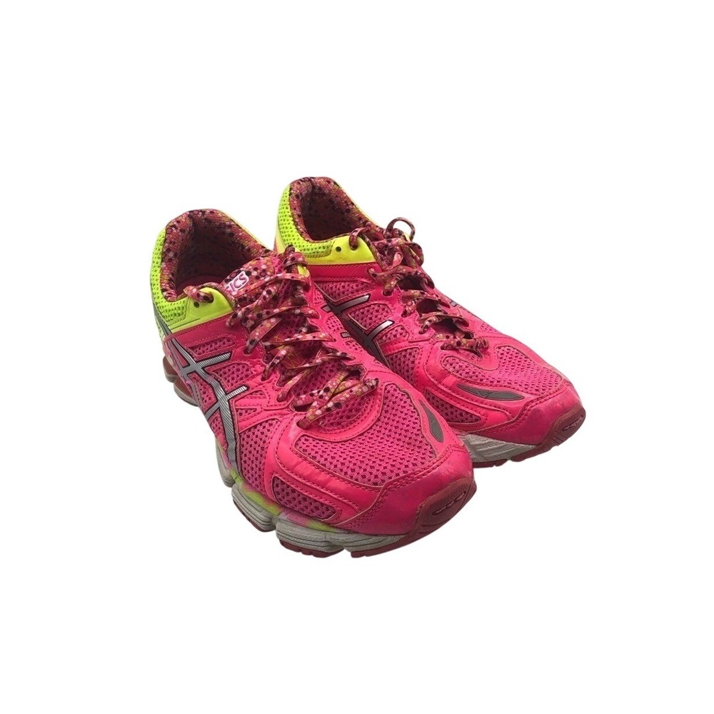 ASIC pink and‎ yellow running shoes